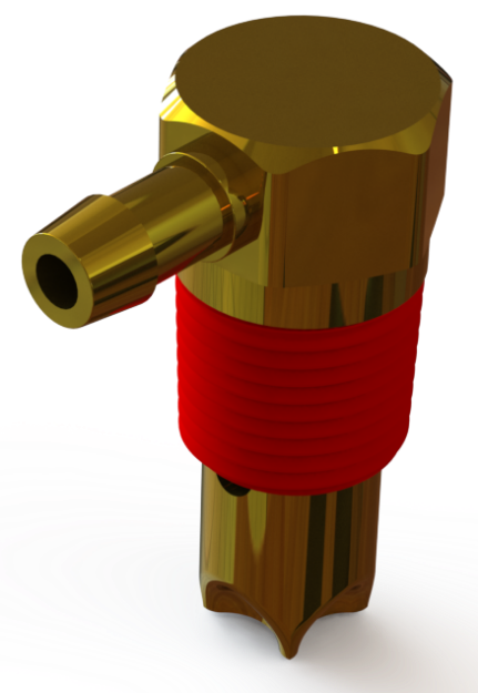 Picture of VENT ASSEMBLY BRASS .50-14 NPTF W/SEALENT AND SINGLE BARB FOR .312 ID HOSE 2-HOLE CAGE