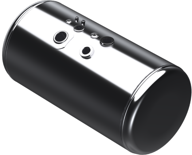 Picture of 102 Gallons 26"D  x  44.37 "L - Peterbilt Style - Center Fill Polished, Split